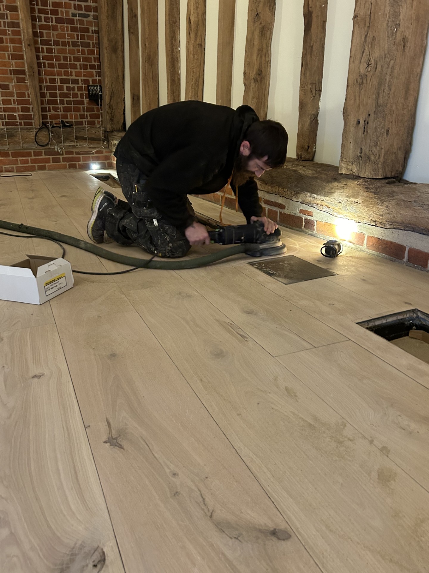 Beautiful Oak flooring restoration in a barn wedding venue in Hertfordshire from Ironwood Flooring Services